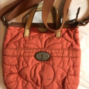 Fossil Fabric Coral Key Per Crossbody Purse